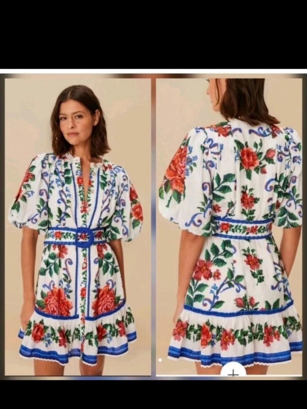 FARM Rio Off White Tapestry Minidress